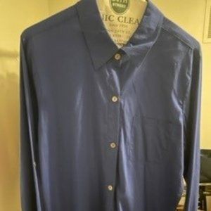 Tommy Bahamas XL Navy Blue blouse two toned